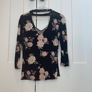 Black floral choker shirt